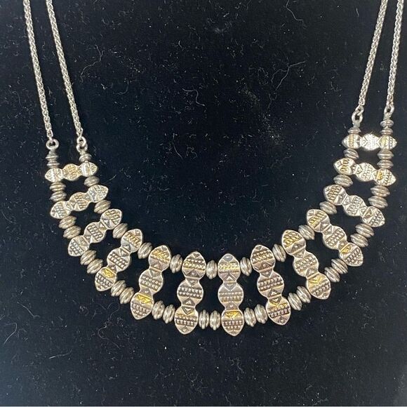 Lucky Brand Blue Cabochons Silver Tone Double Chained Necklace - Picture 3 of 10